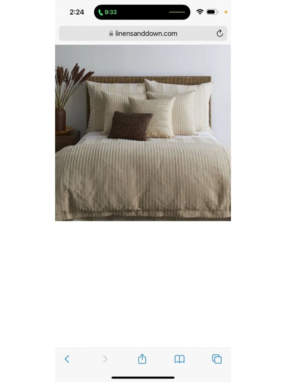 Ann Gish Reed Duvet Cover King Beige Flax Brand New